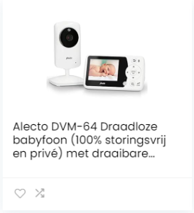 Alecto DVM-64 Draadloze babyfoon (100% storingsvrij en privé) met draaibare videocamera, nachtzicht, intercomfunctie, hoog bereik